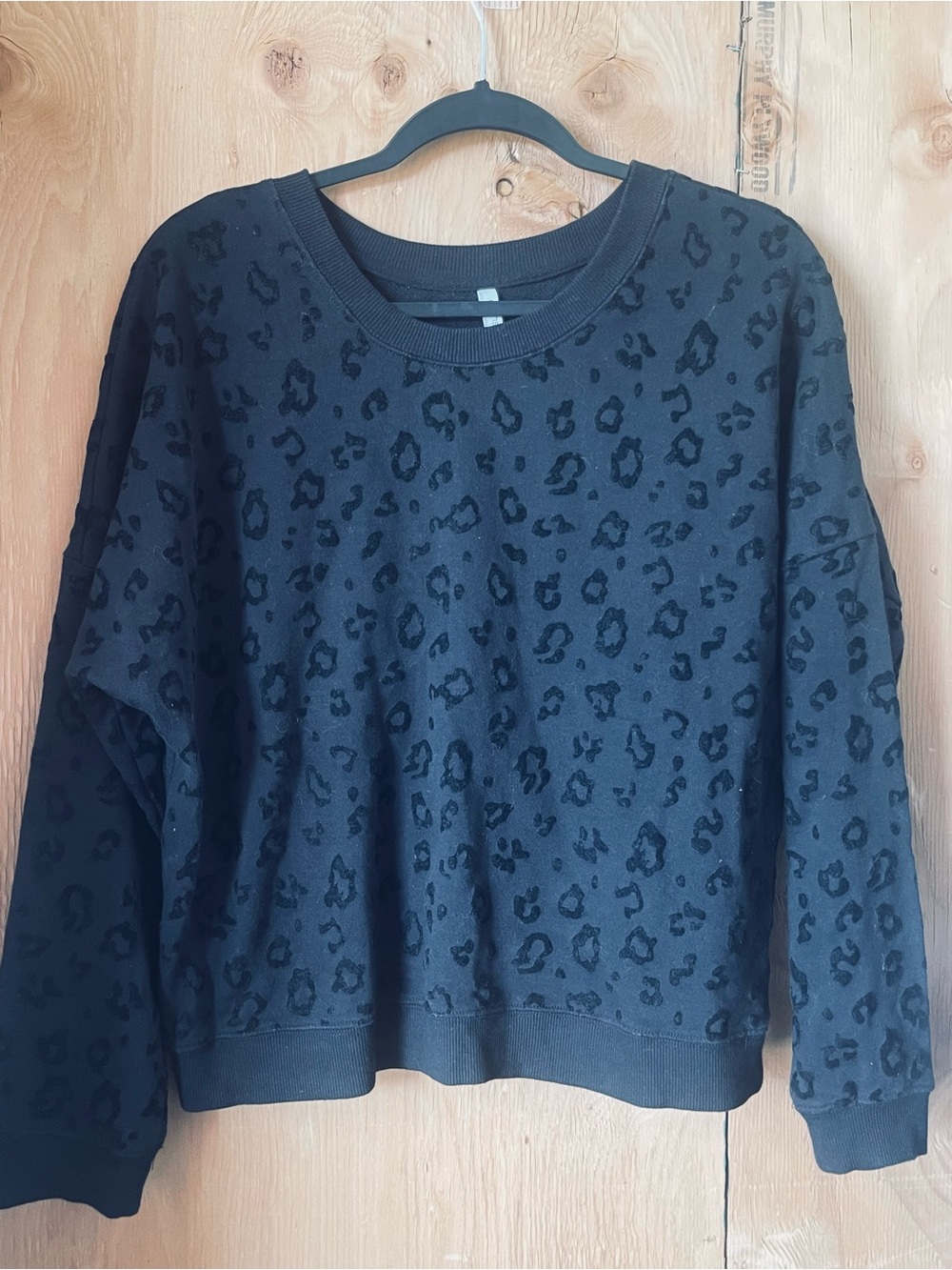 Z Supply Black Leopard Print Crewneck Sweater